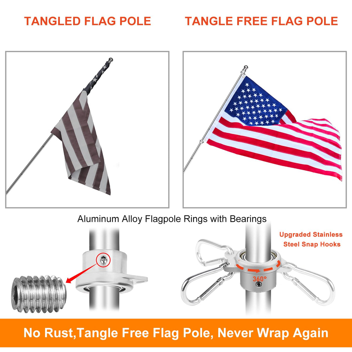 6 FT Stainless Steel Flag Pole D568090