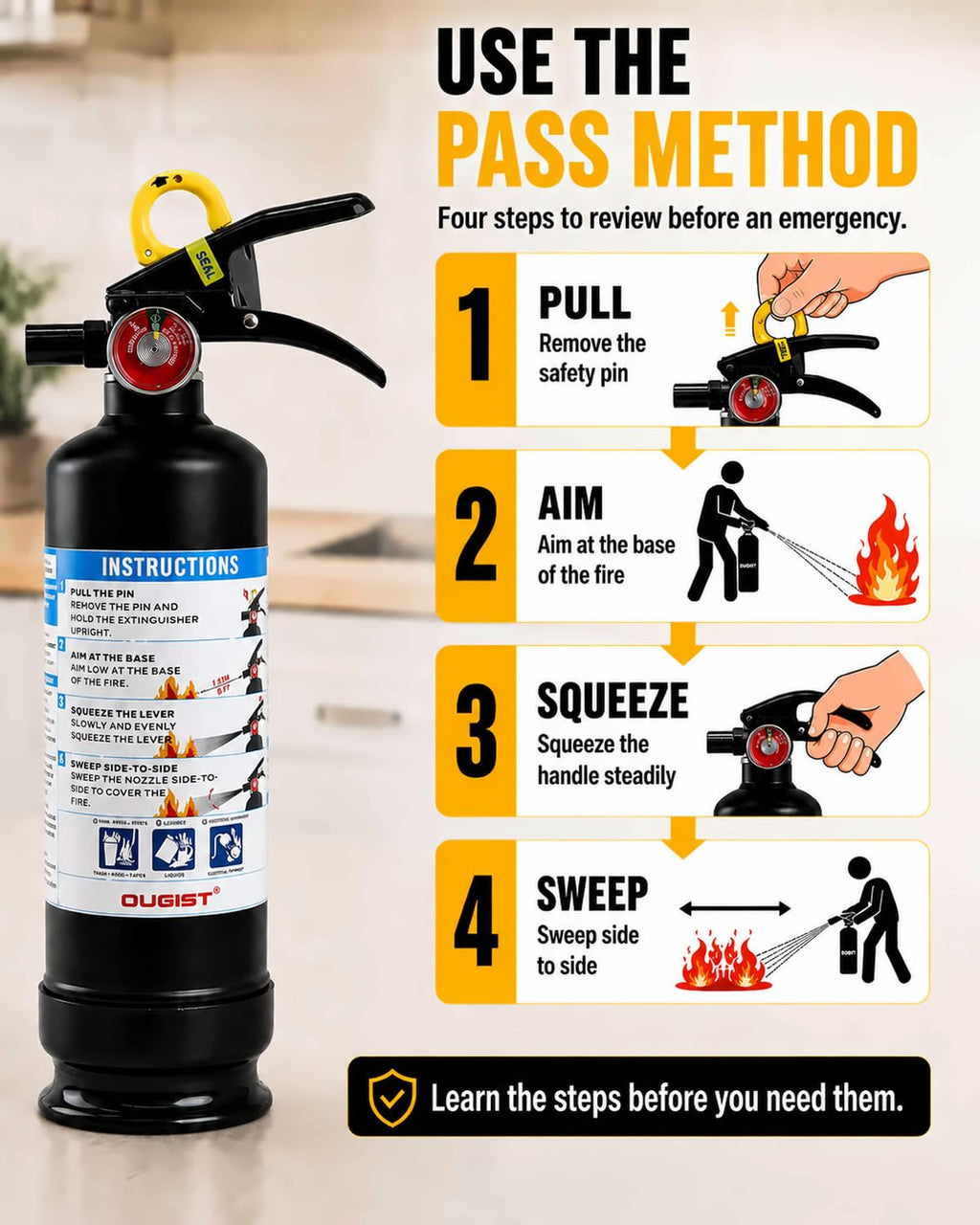 Car Fire Extinguisher 2.5lb Dry Chemical 1 Pack Y3509