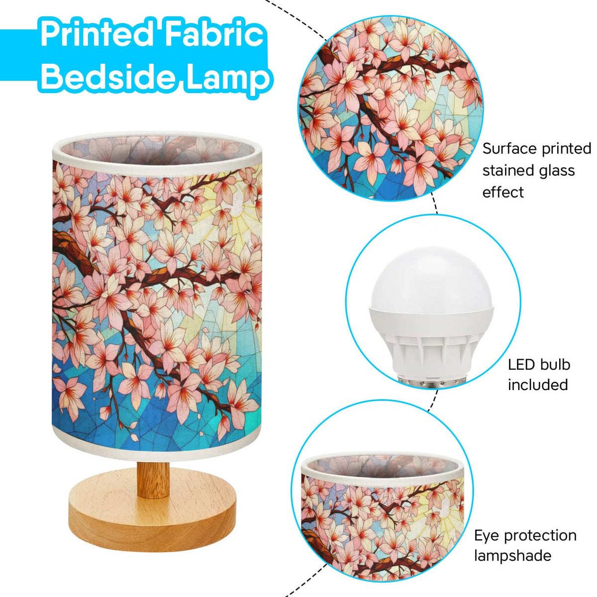 Cherry Blossom Table Lamp LED 3-Color Wood Base K221758