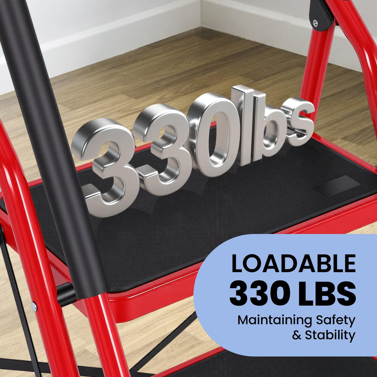 3 Step Folding Steel Step Ladder with Handrails R221927