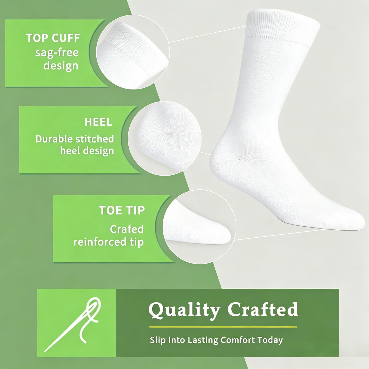 Women's 6 Pairs Bamboo Viscose Crew Socks I1843