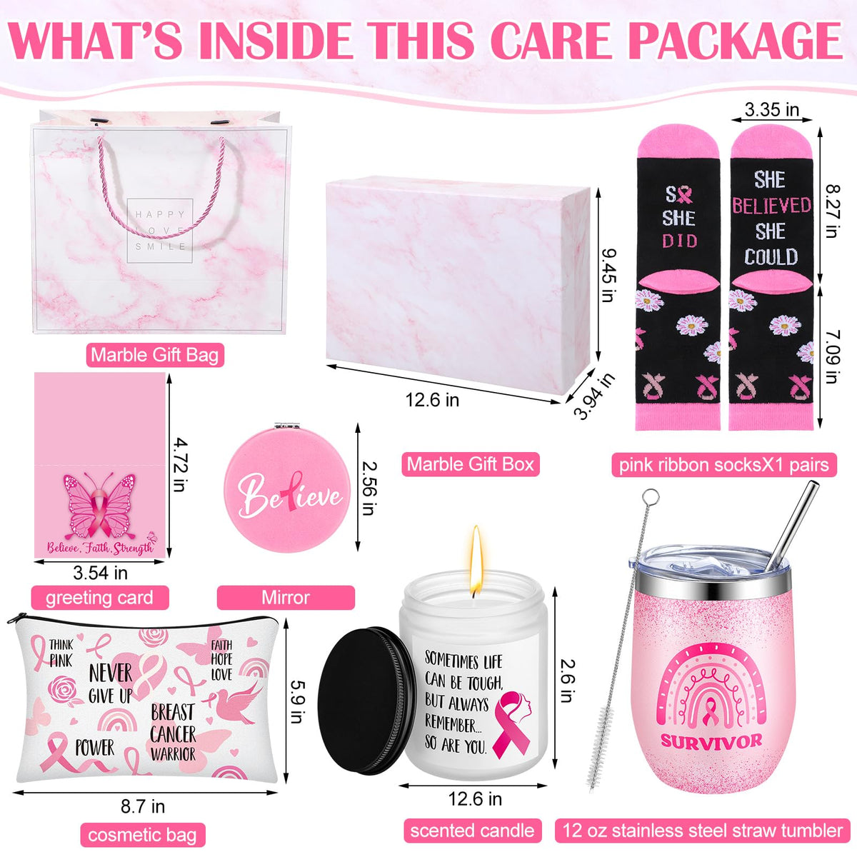 8 Pcs Breast Cancer Basket U16368