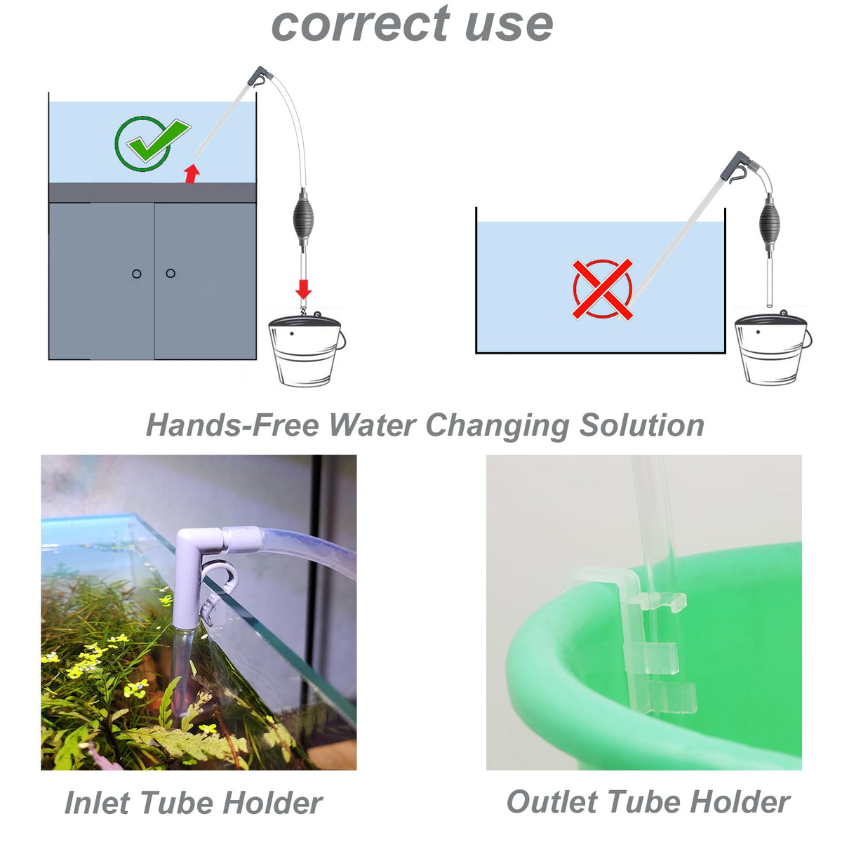 Compact Aquarium Siphon Vacuum and Water Changer Kit with Cleaning Brush J1402