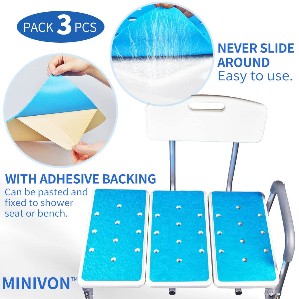 3 PCS Anti-Skid Shower Chair Mats with Adhesive Backing A6449