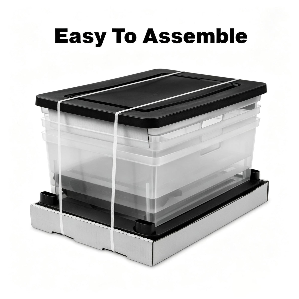 Wide Plastic 3-Drawer Storage Tower with Removable Clear Drawers K5480