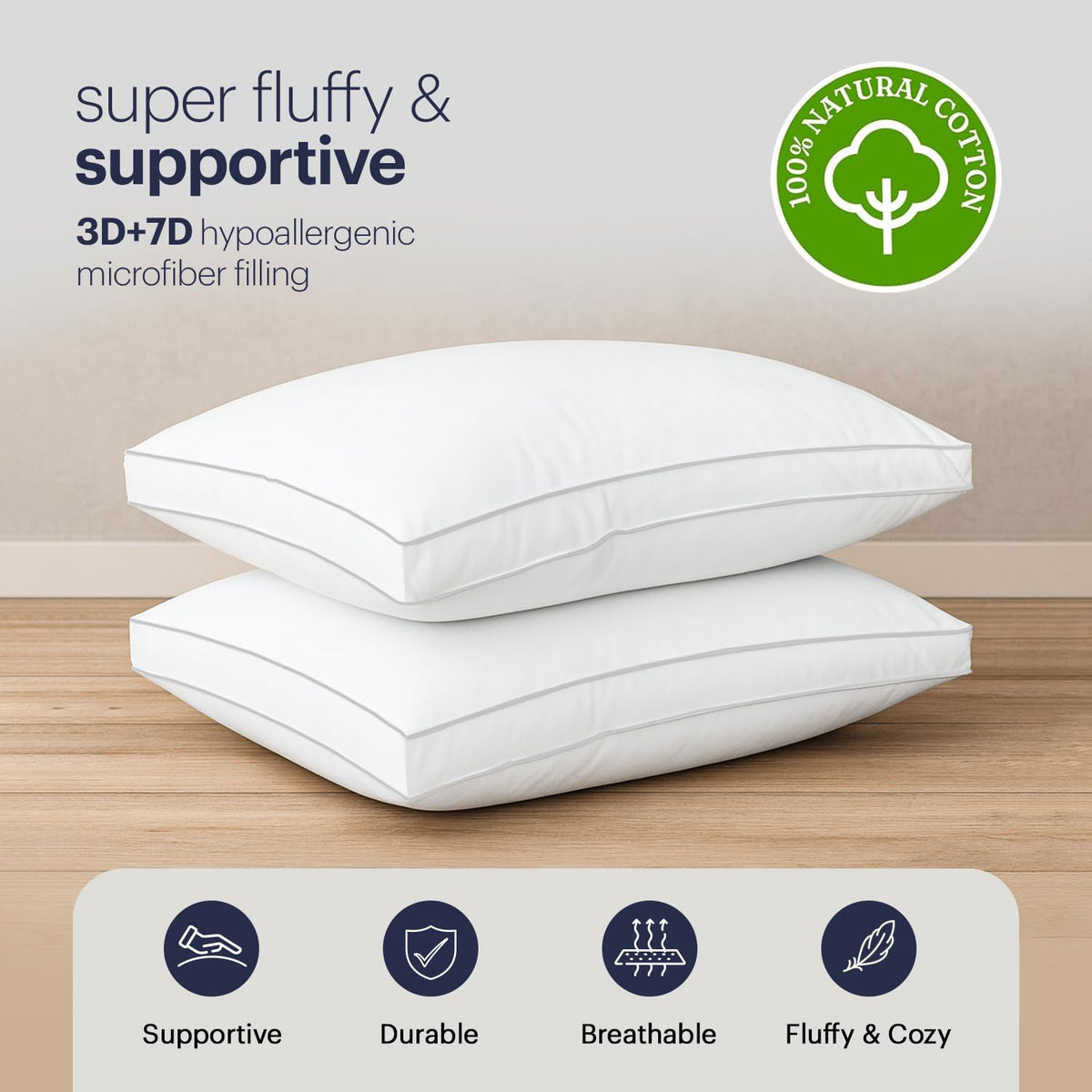 White Down Alternative Bed Pillows Set of 2 King P5727