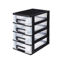 Black Transparent 4-Layer Plastic Drawer Storage Cabinet J8074