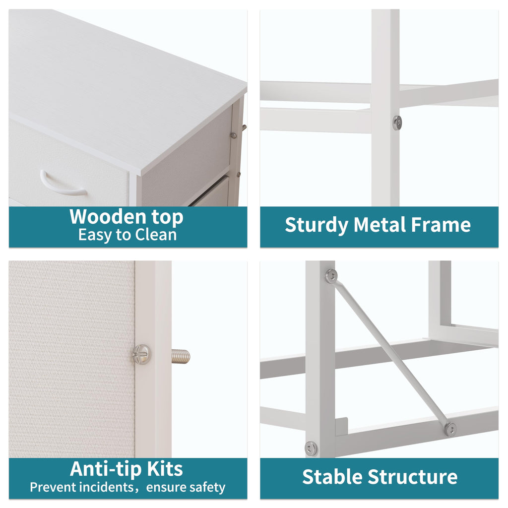 White 10 Drawer Fabric Dresser Y927034