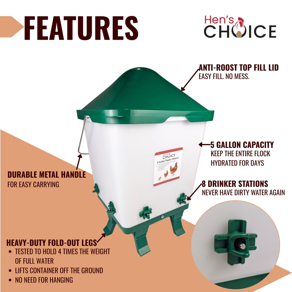 5 Gallon Chicken Waterer with 8 Nipples T73326