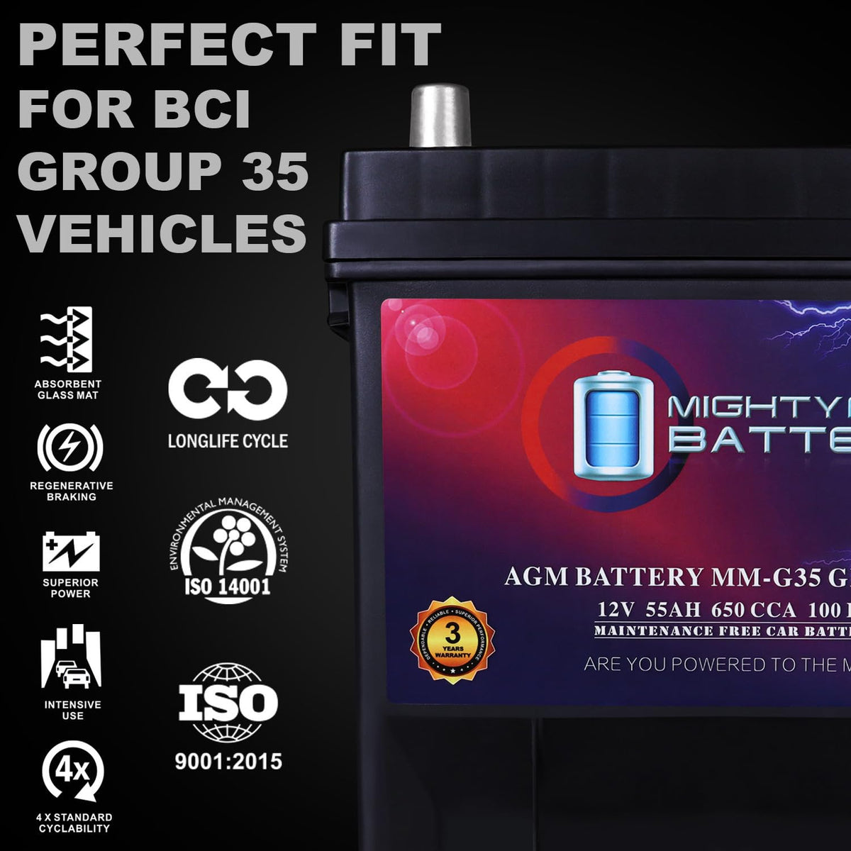 12V 55Ah AGM Replacement Battery J95320