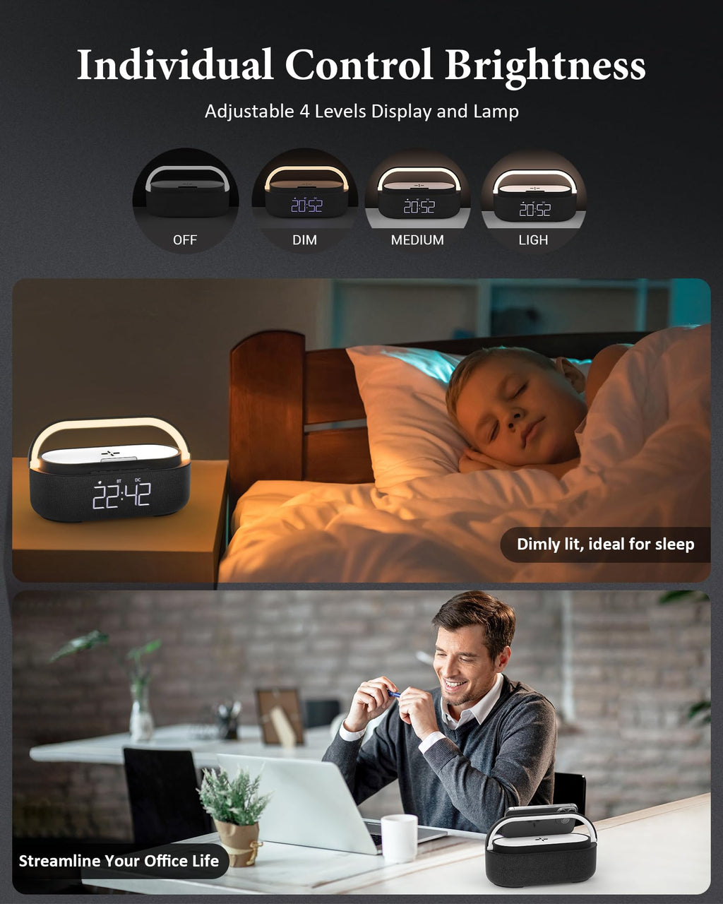 Bluetooth Speaker with Wireless Charger FM Radio LED Light W90733