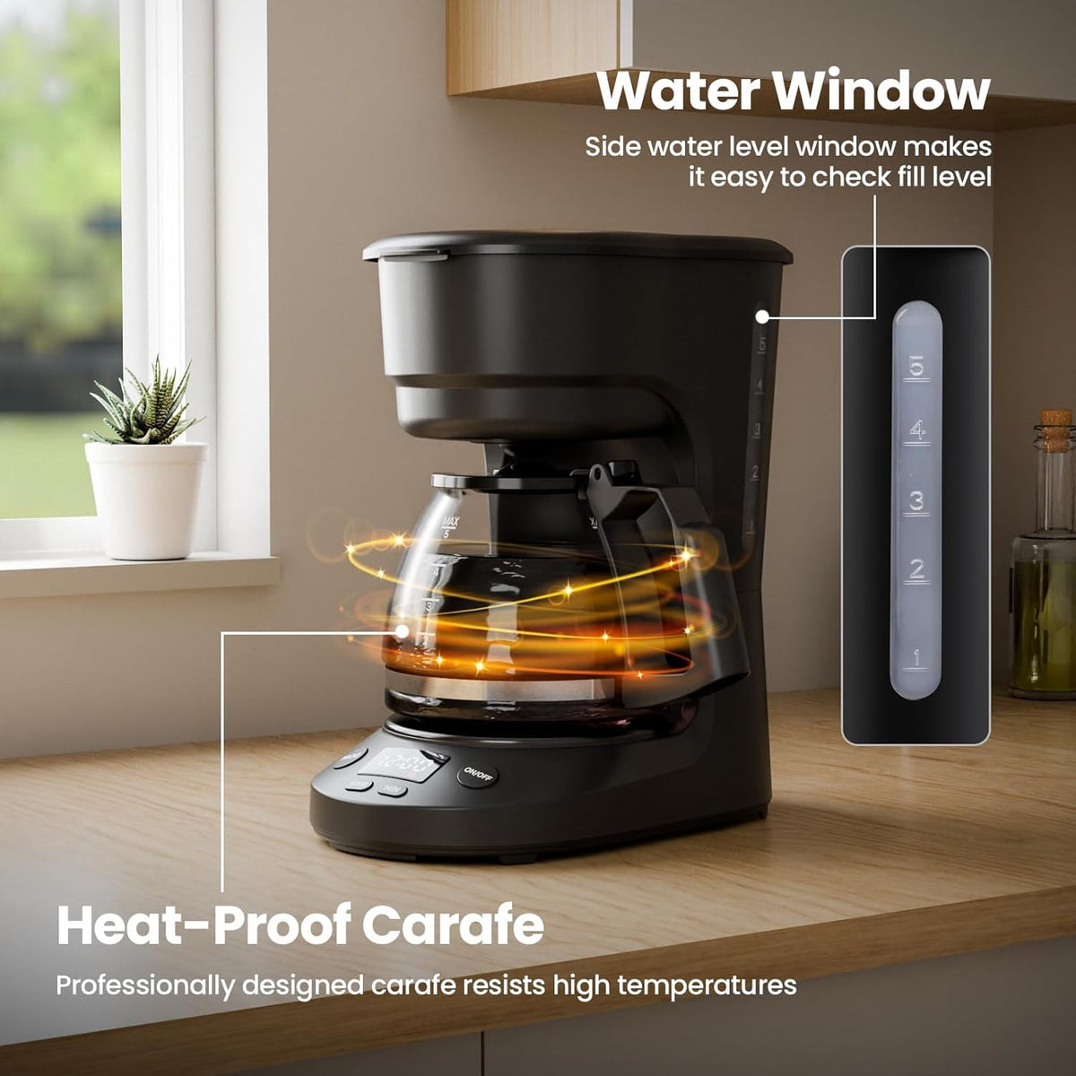 5 Cup Drip Coffee Maker with Timer V423774