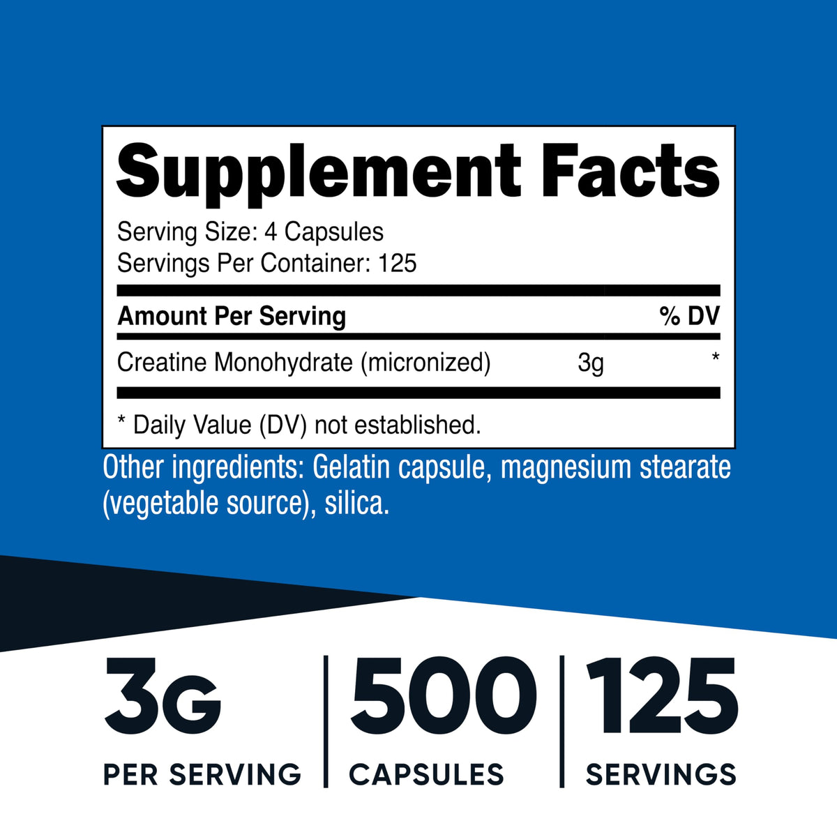 Micronized Creatine Monohydrate 3,000mg 500 Capsules K564443