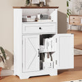 White Storage Cabinet with Barn Doors and Drawers R31826