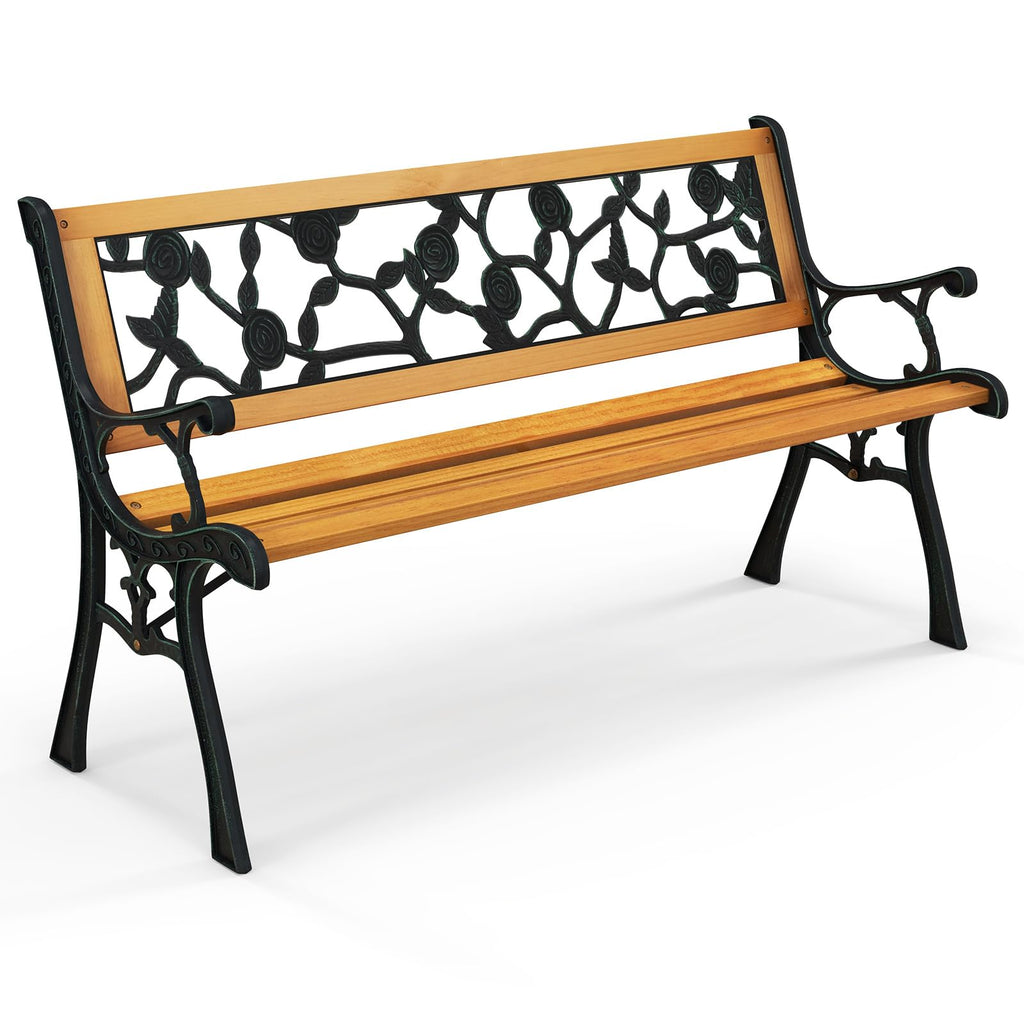 Iron Hardwood Garden Bench S696435