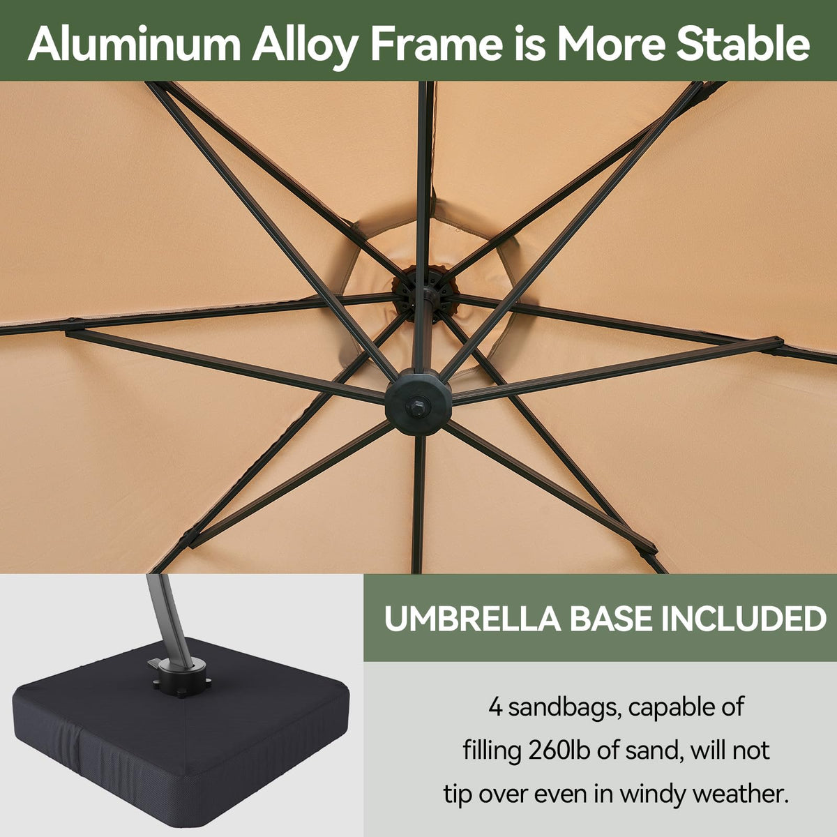 11 FT Aluminum Offset Cantilever Umbrella J723
