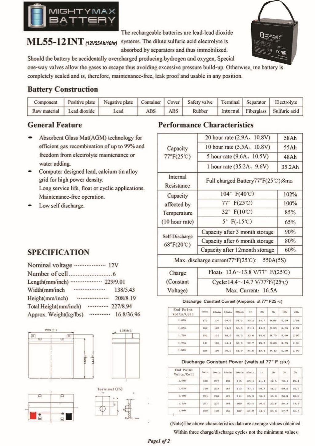 12V 55AH AGM Car and Truck Battery E748848