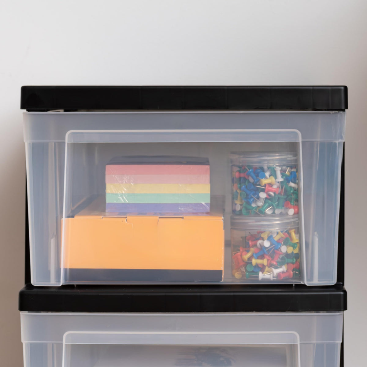 3 Drawer Slim Narrow Storage Organizer, 2-Pack, Black/Clear B9711