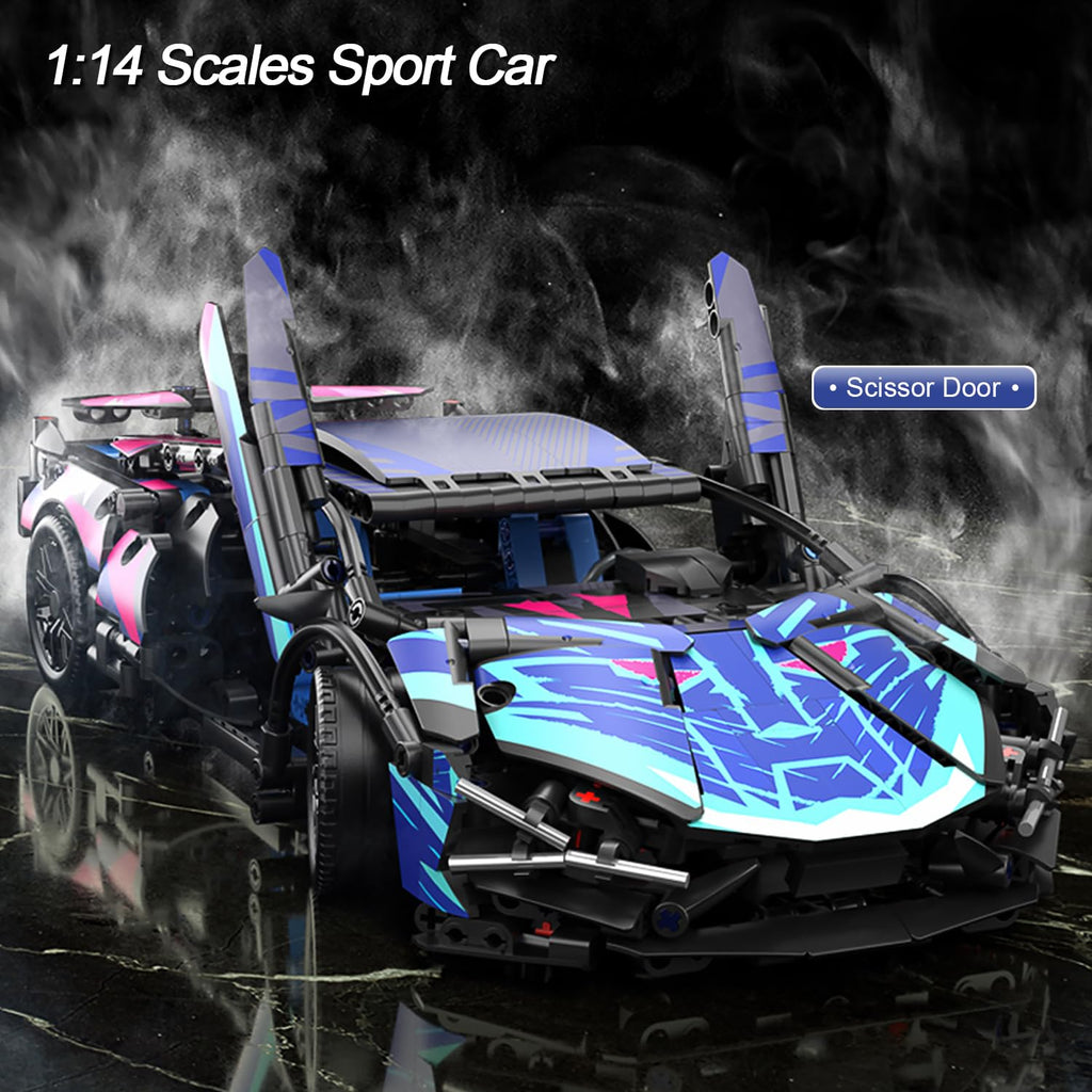Blue 1:14 Scale Race Car Building Block Set O441