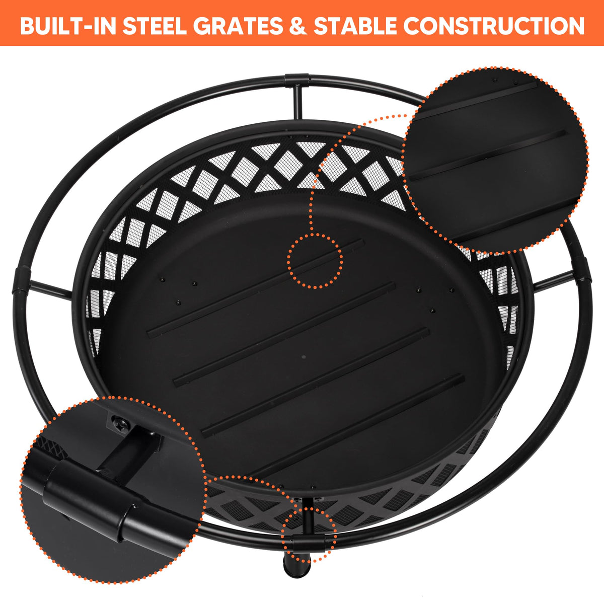 42” Wood Burning Patio Fire Pit with Spark Screen X370602