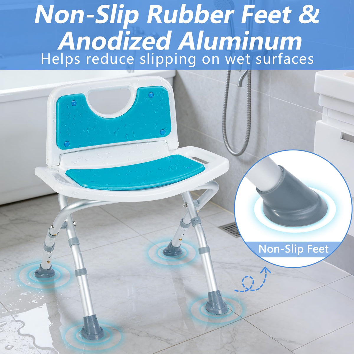 Folding Shower Chair with EVA Padded Seat F350833