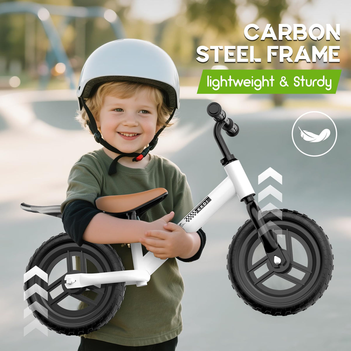 Adjustable Toddler Balance Bike with Fender and LED Tires A386176
