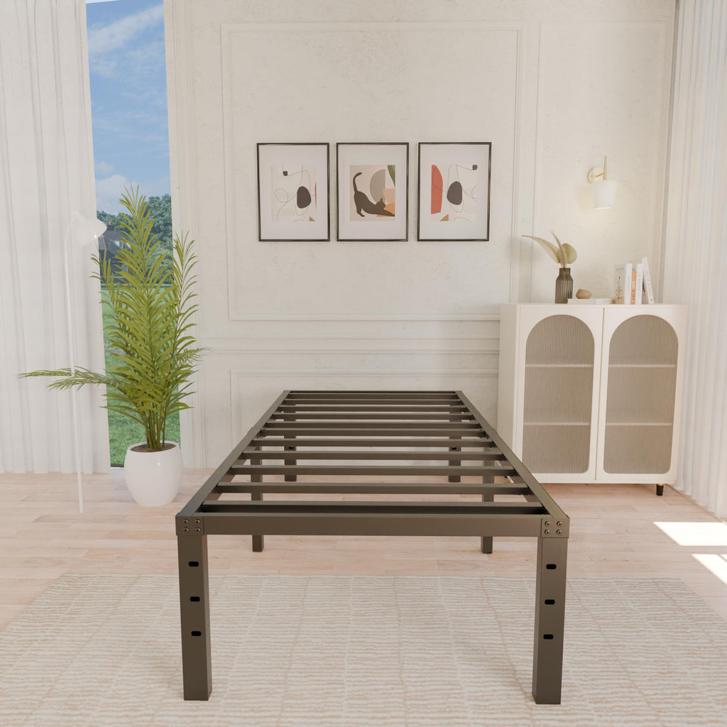 18 Inch Metal Twin Bed Frame Heavy Duty Noise Free P5434