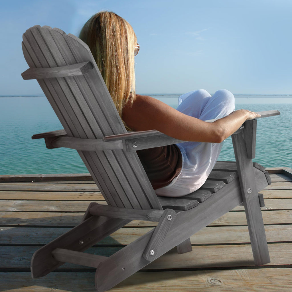 Wood Folding Adirondack Chair Set of 2 Solid Cedar J21664