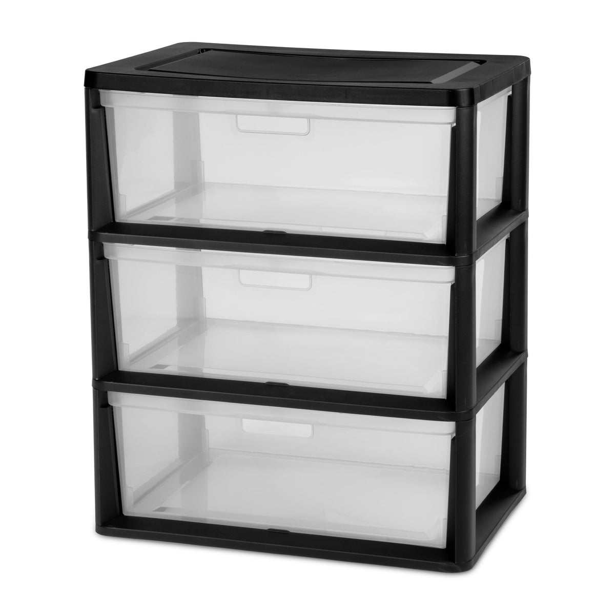 Wide Plastic 3-Drawer Storage Tower with Removable Clear Drawers K5480