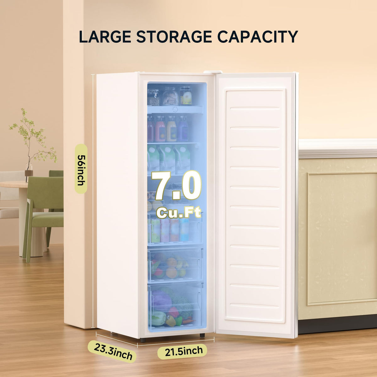 7.0 Cu.ft Convertible Upright Freezer/Refrigerator White X80371