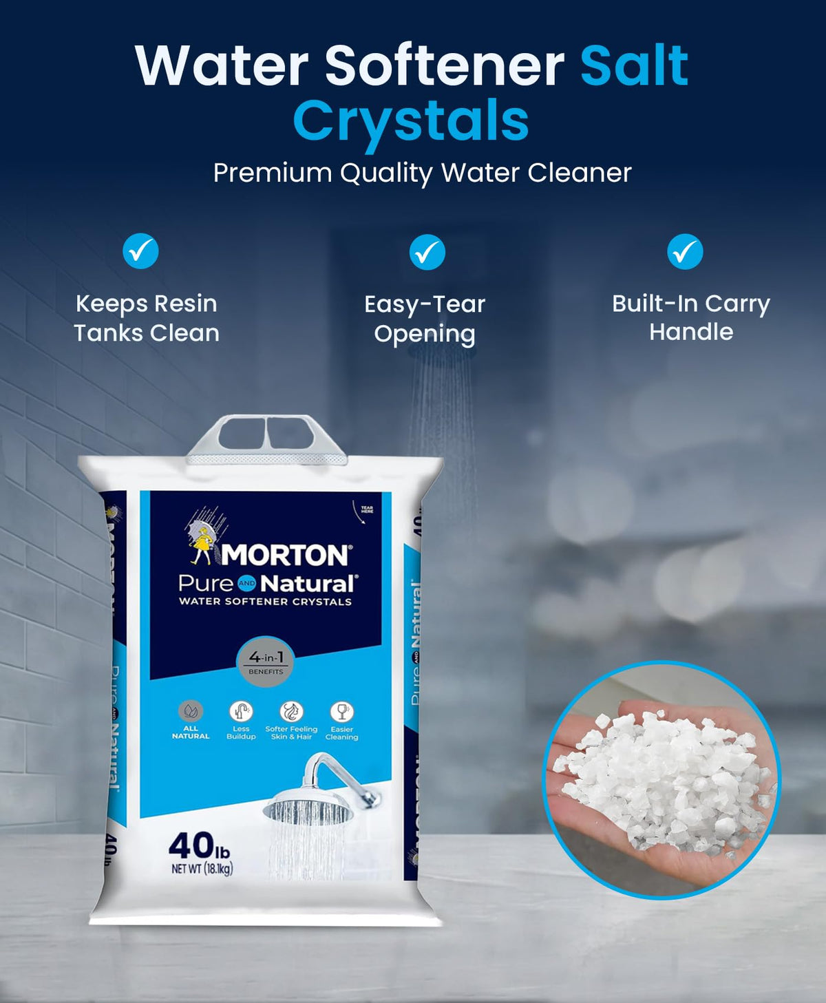 Water Softener Salt Crystals 40 lb Bags 4 Pack C47083