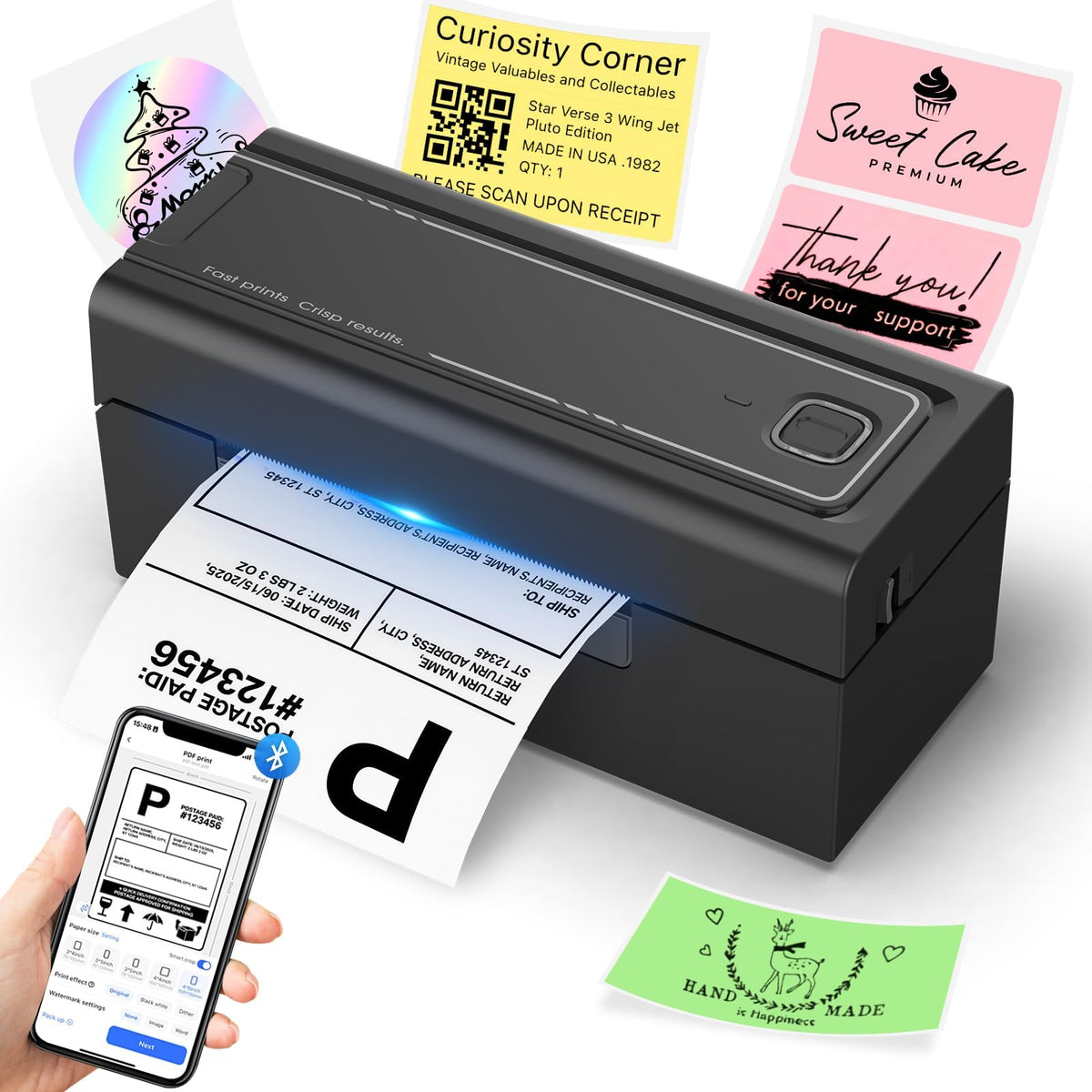 Bluetooth Thermal Shipping Label Printer, Wireless 4x6 T906995