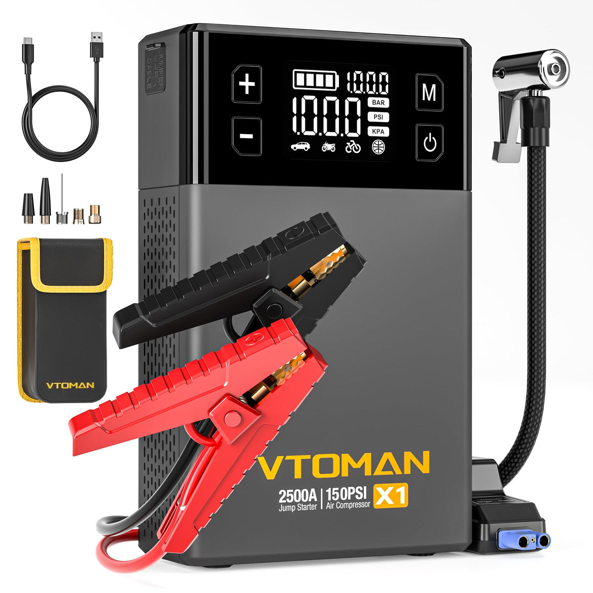 2500A Jump Starter with 150PSI Air Compressor T18028