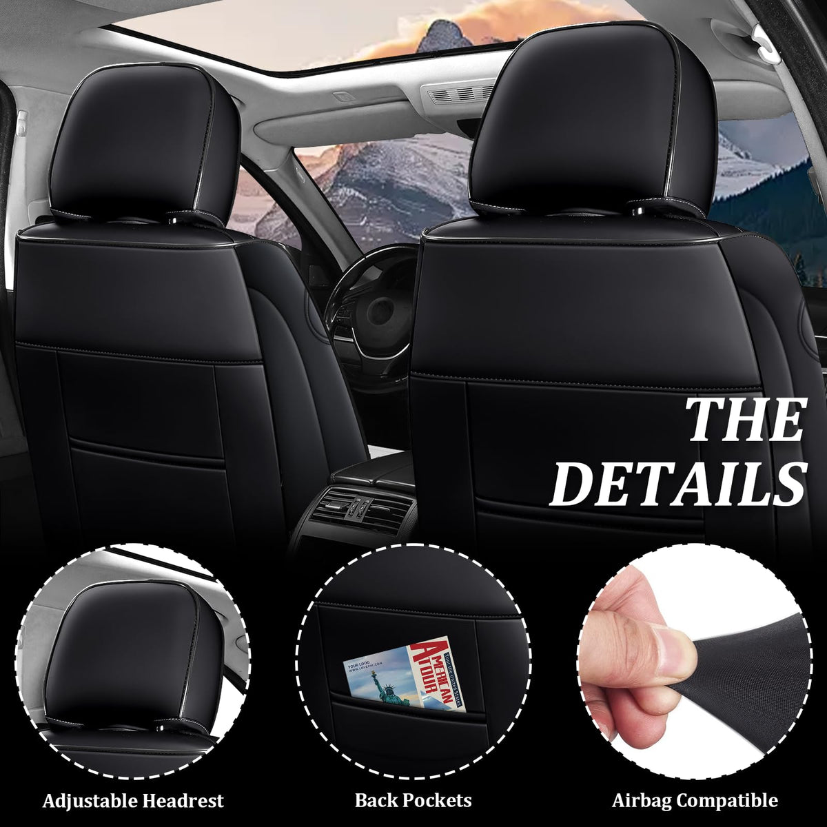 Waterproof Nappa Leather Full Set Car Seat Covers H9498