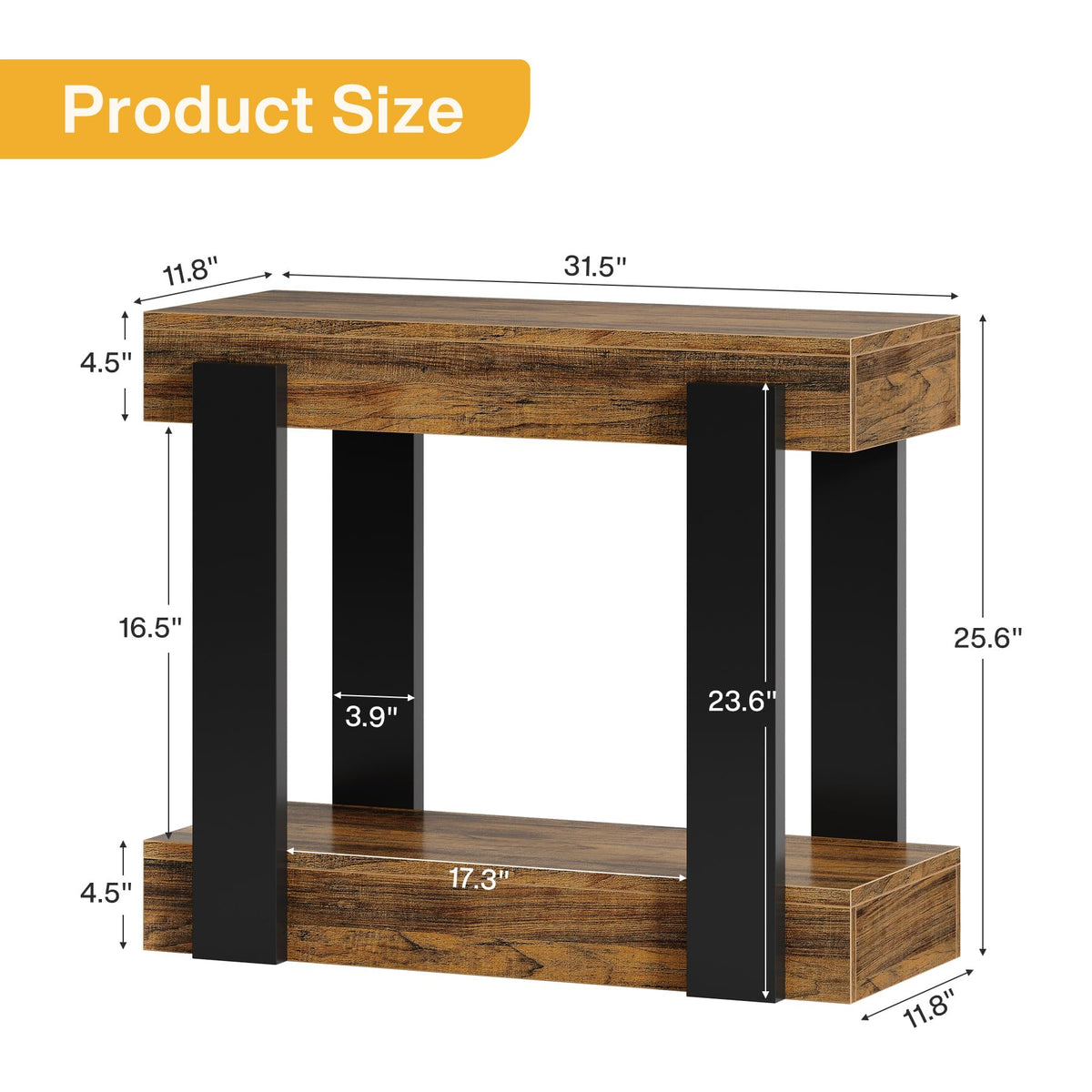 2-Tier Narrow End Table with Storage Shelf H5153