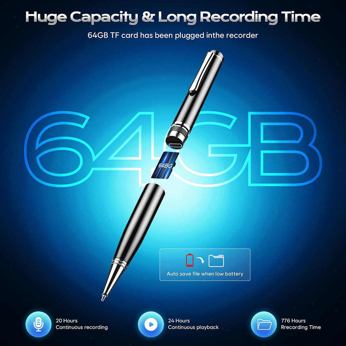 64GB Digital Voice Recorder O710