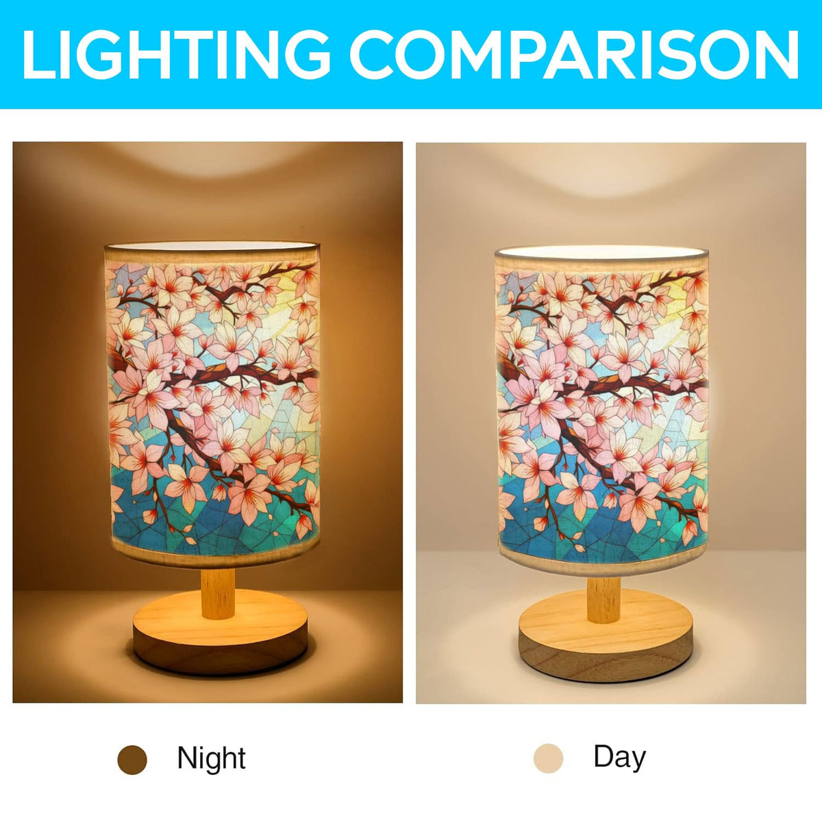 Cherry Blossom Table Lamp LED 3-Color Wood Base K221758