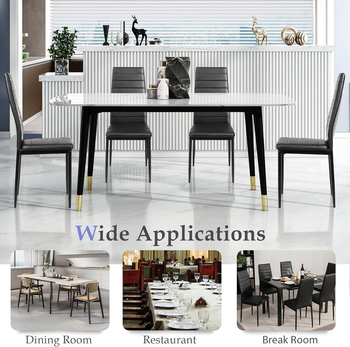 Black Faux Leather Dining Chairs Set of 4 J736