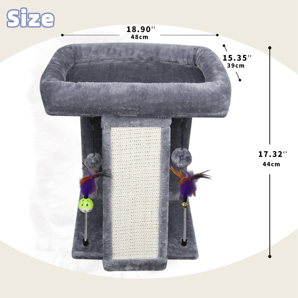 Grey Cat Tree Tower with Scratching Post S99236