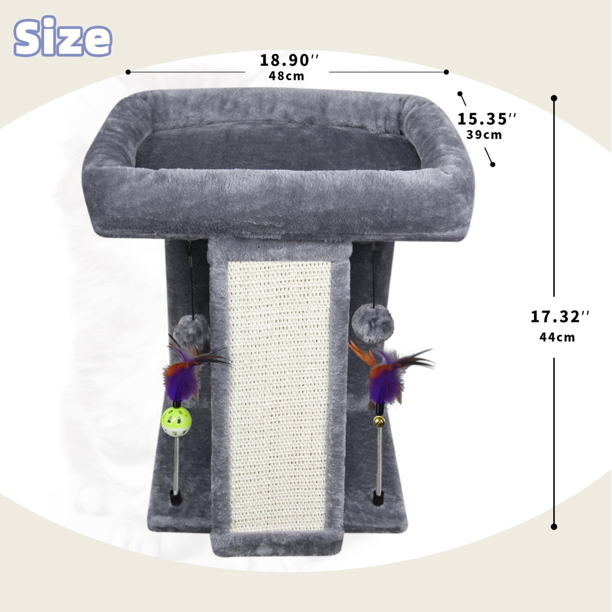 Grey Cat Tree Tower with Scratching Post S99236