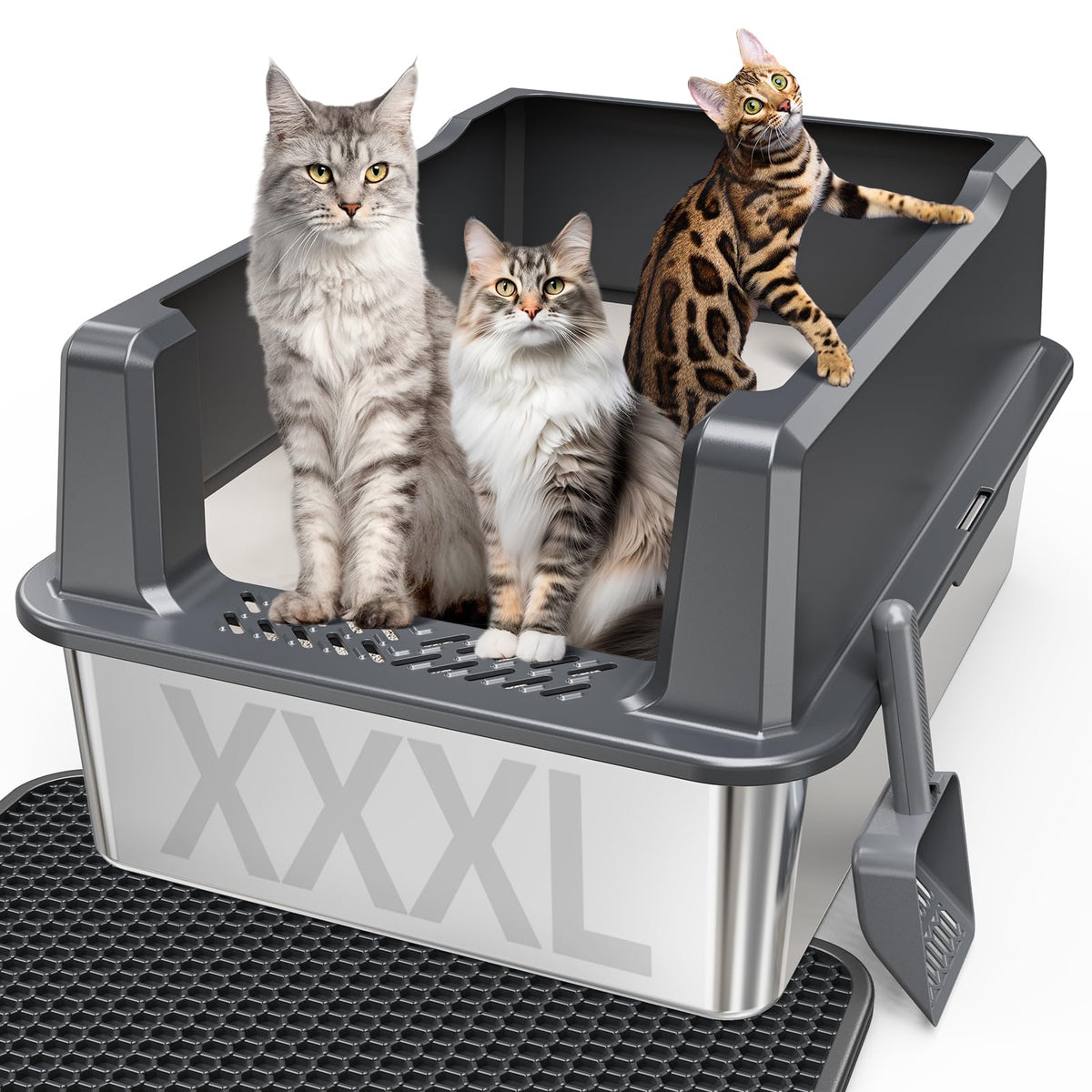 Stainless Steel Litter Box with Lid W5221