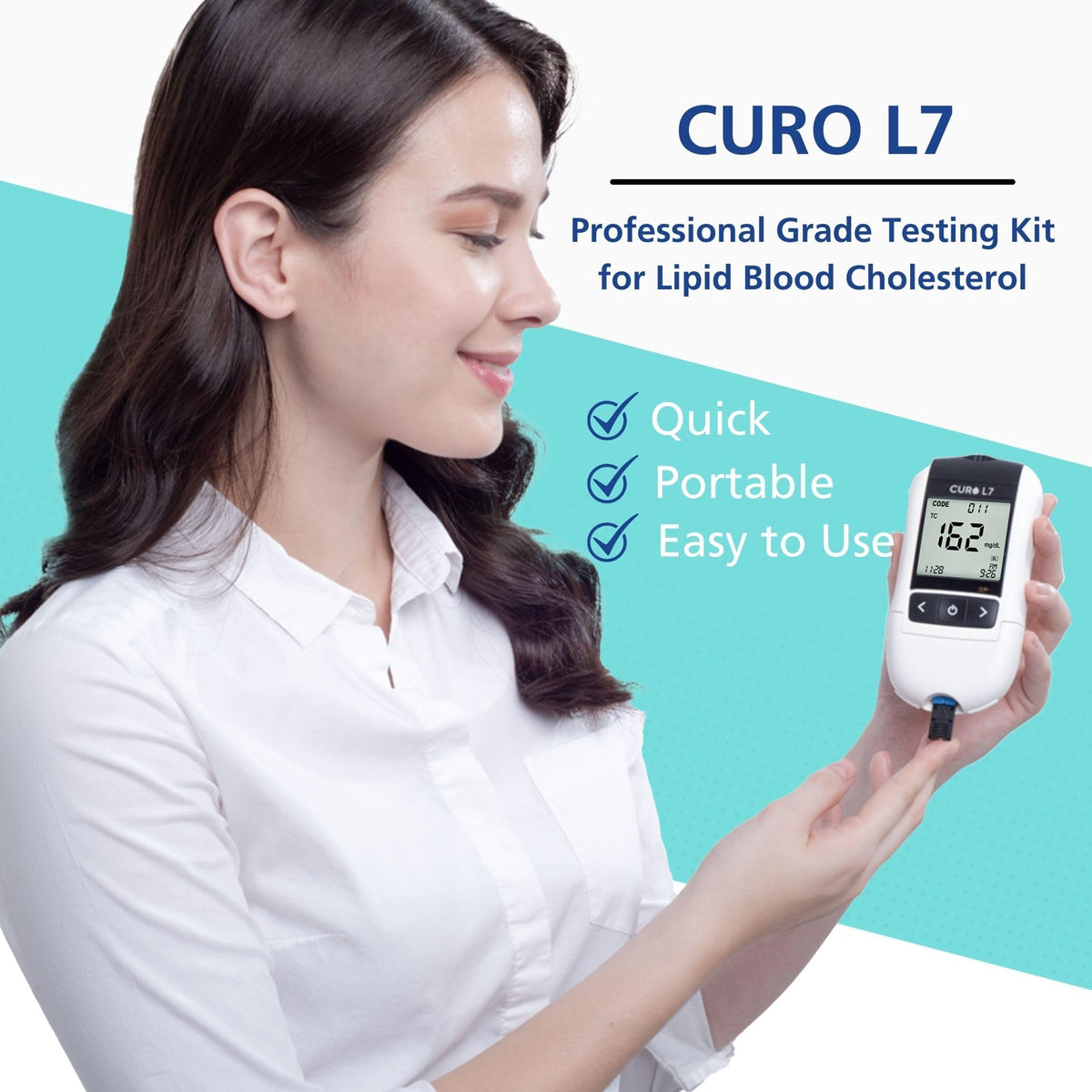 Blood Cholesterol Testing Kit with Test Strips and Lancets S882279
