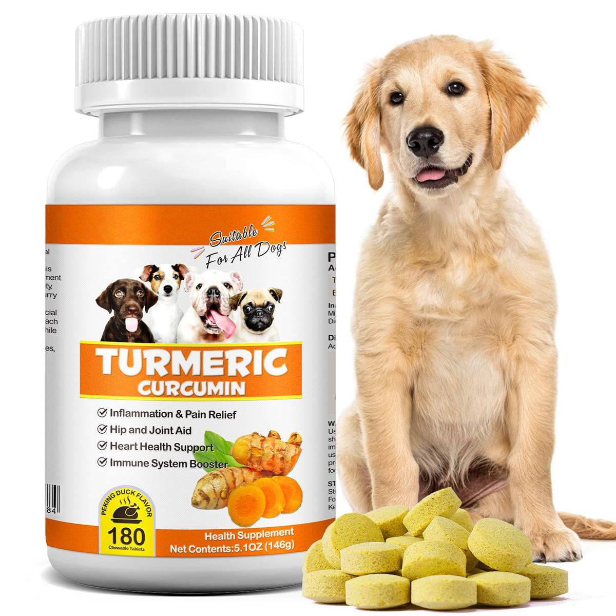 180 Count Turmeric Curcumin Tablets for Dogs K548