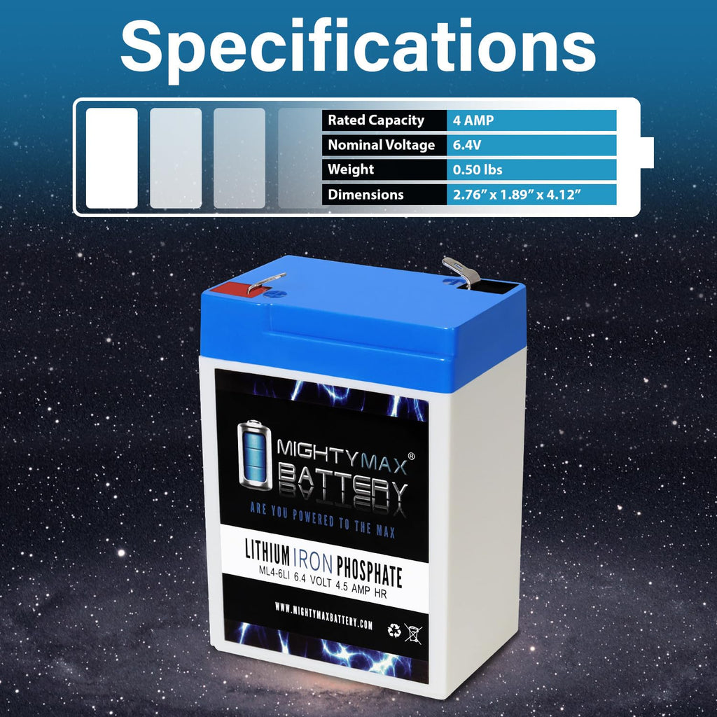 6V 4.5AH Lithium Replacement Battery B495487