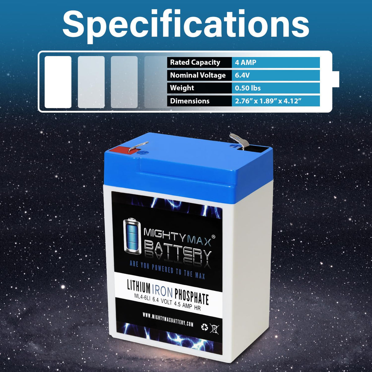 6V 4.5AH Lithium Replacement Battery B495487