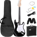 39in Full Size Electric Guitar with 10W Amp, Case and Accessories Pack, Black V77061