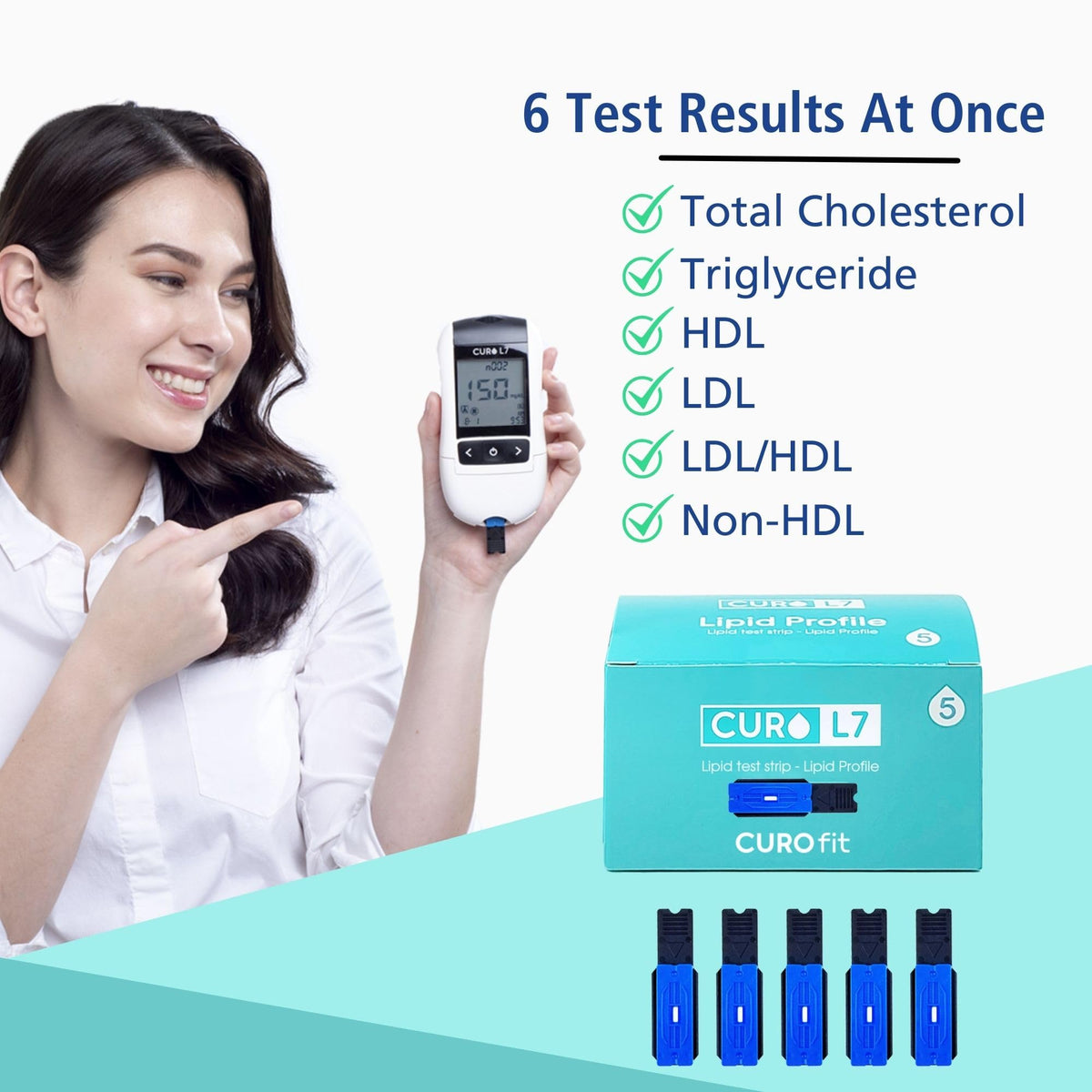 Blood Cholesterol Testing Kit with Test Strips and Lancets S882279