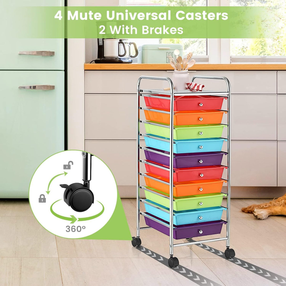 10 Drawer Rolling Storage Cart with Wheels V460