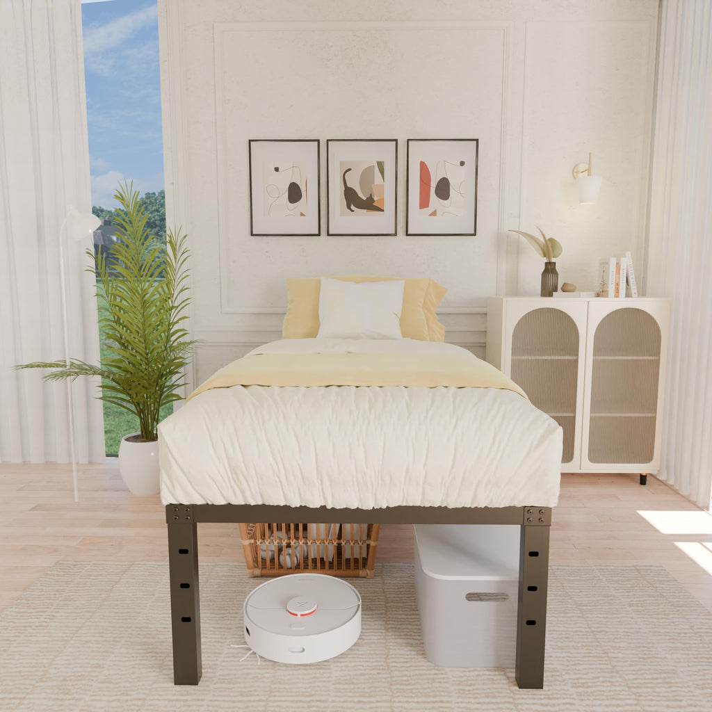 18 Inch Metal Twin Bed Frame Heavy Duty Noise Free P5434