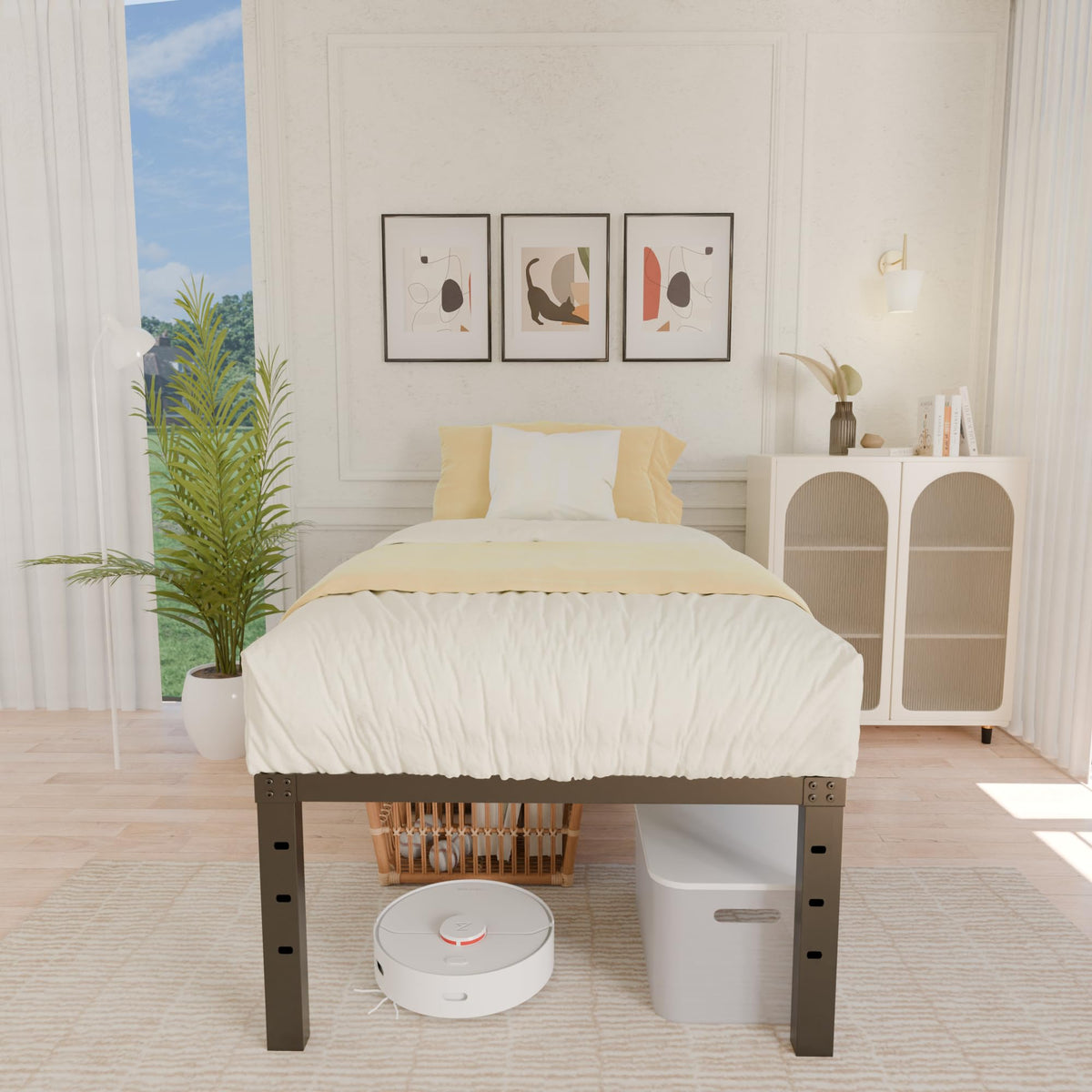 18 Inch Metal Twin Bed Frame Heavy Duty Noise Free P5434